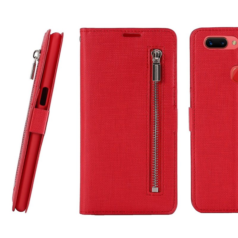 CASE SHOP OPPO R15 Pro 前收纳式侧掀皮套-红(4716779659849) - 手机壳/手机套 - 人造皮革 红色