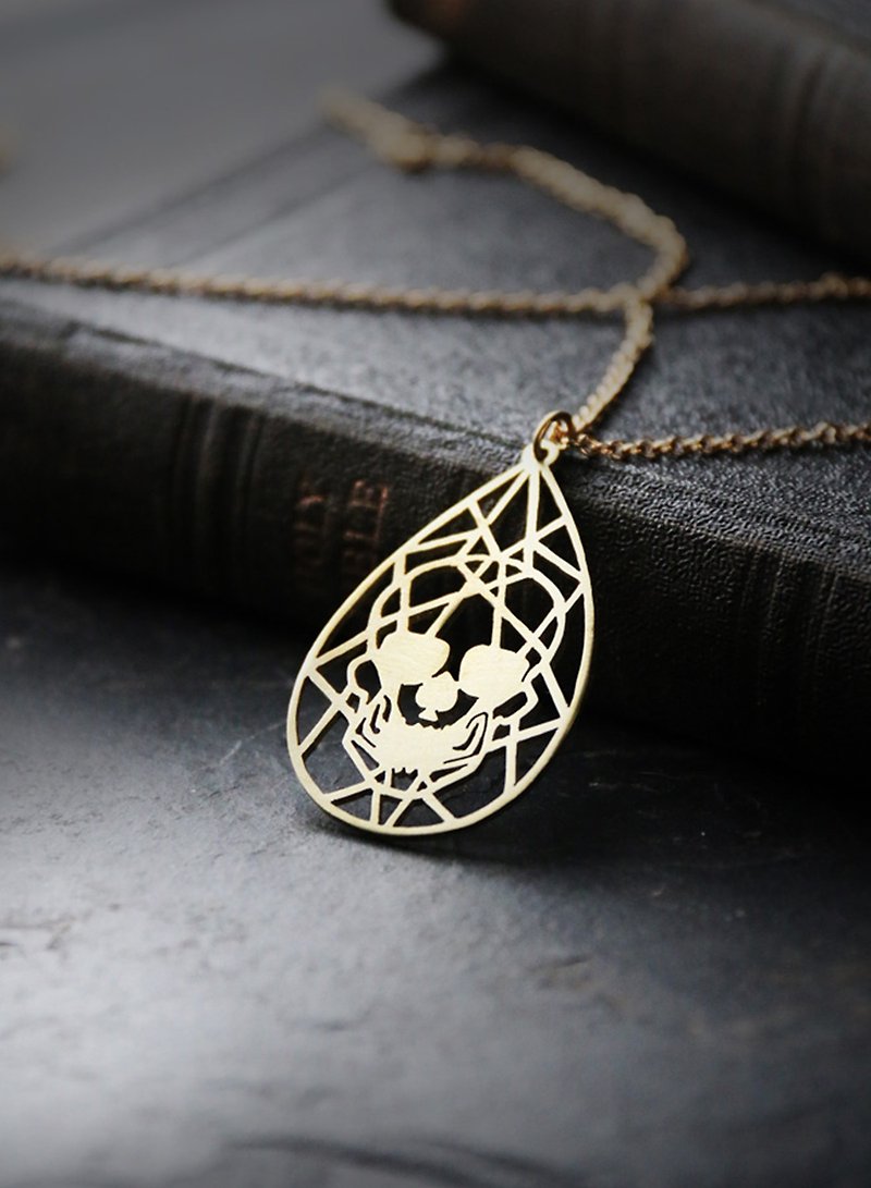 The Skull with Diamond shape (Hand Craft) Necklace V.2 - 项链 - 其他金属 