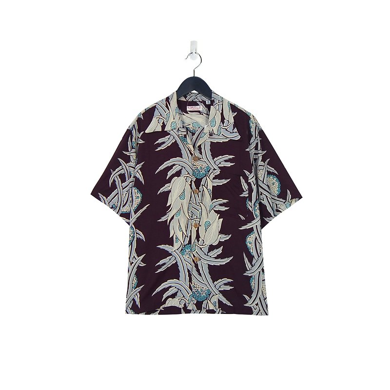 A·PRANK :DOLLY ::复古着品牌SUNSURF咖啡色夏威夷花衫(T806028) - 男装衬衫 - 棉．麻 咖啡色