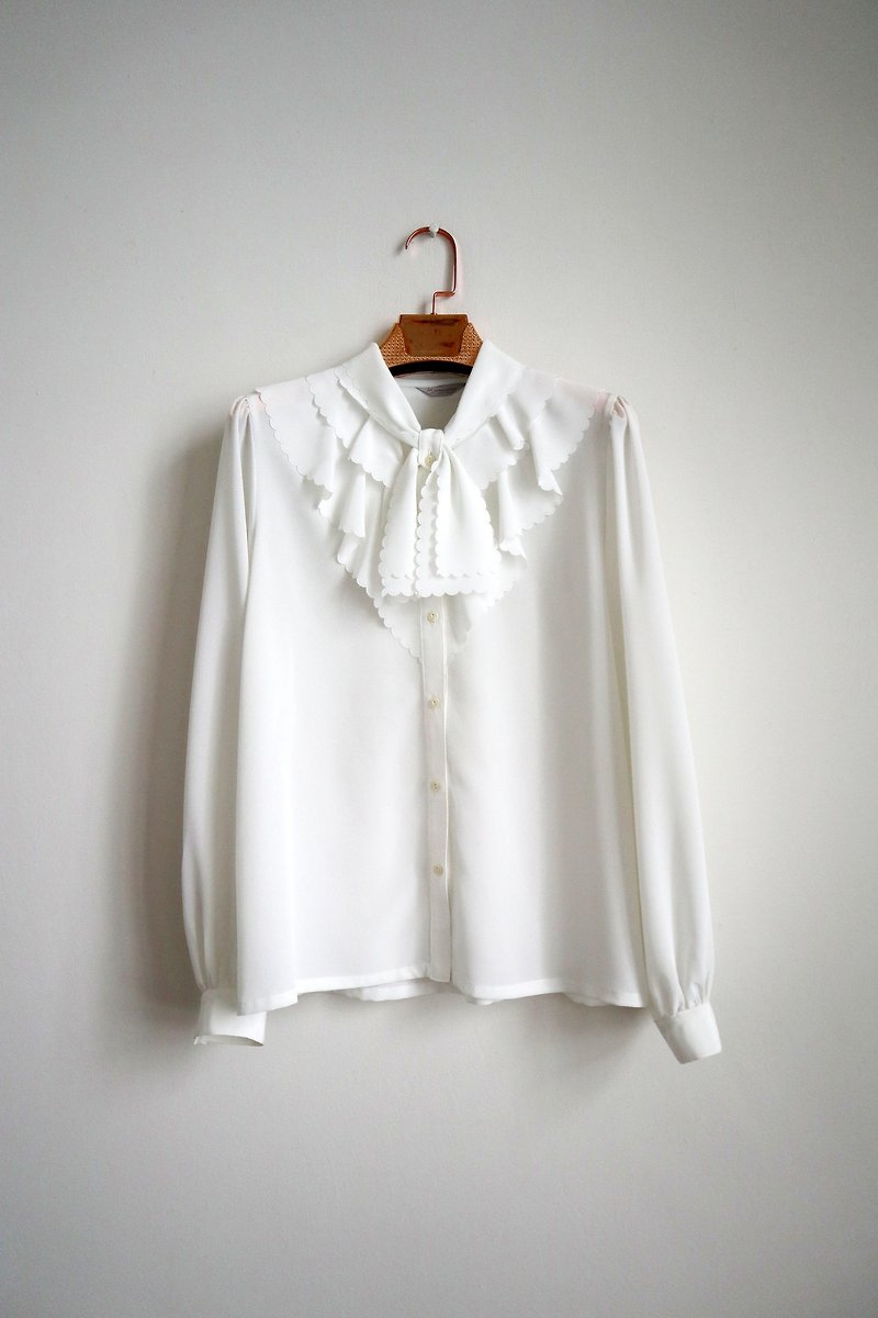 南瓜Vintage。古着领结雪纺衬衫 - 女装衬衫 - 其他材质 白色