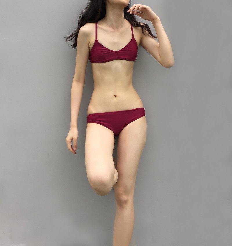 Harper low rise bikini bottom - Burgundy - L - 女装泳衣/比基尼 - 聚酯纤维 红色