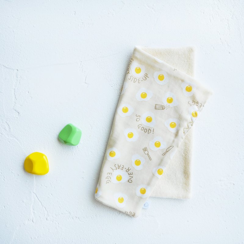 有机棉刺绣手帕巾 ハンカチ - 黄色煎蛋 - 围嘴/口水巾 - 棉．麻 黄色