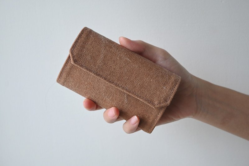 肉桂焦糖帆布纸小包-超轻/钱包/可水洗 无动物成分/天然纤维材质 - 手拿包 - 纸 咖啡色