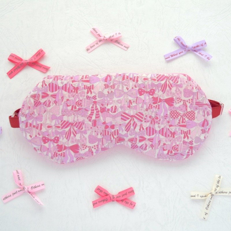 Jenny's Ribbons  Pink/眼罩/免费赠送小袋子/旅游/度假/睡眠 - 眼罩 - 棉．麻 粉红色