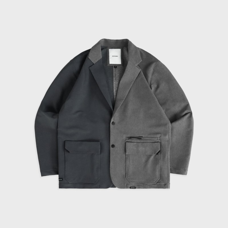 DYCTEAM - RePET Melange color block loose blazer (gray) - 男装衬衫 - 其他材质 灰色