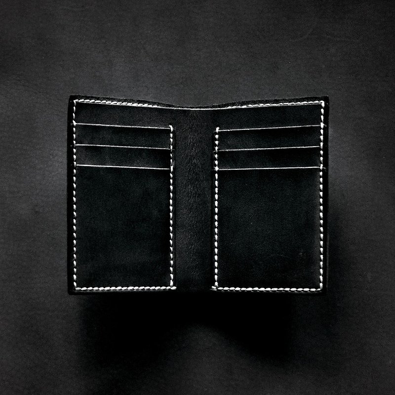6卡直身短夹。手缝皮革材料包。BSP037 - 皮件 - 真皮 黑色