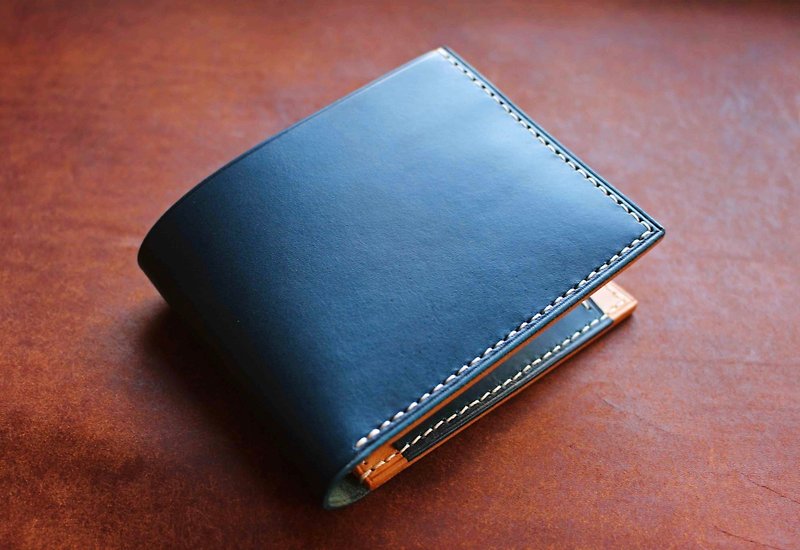 【VW04 零钱包短夹 皮夹 Bi-fold Wallet】意大利植物鞣牛皮 多色 - 皮夹/钱包 - 真皮 蓝色