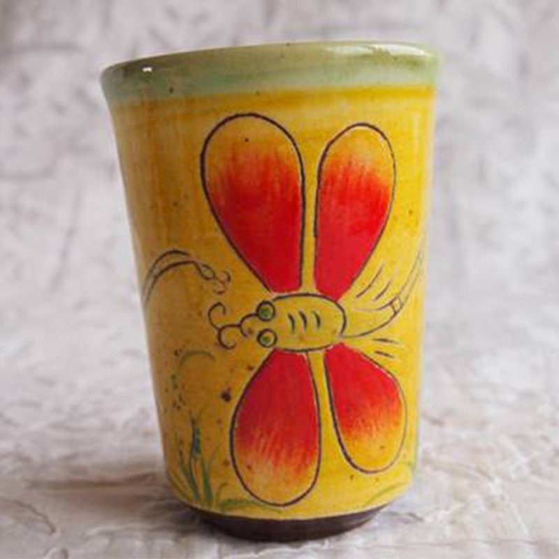 手工彩绘陶瓷杯子-蜻蜓图 - 茶具/茶杯 - 瓷 橘色