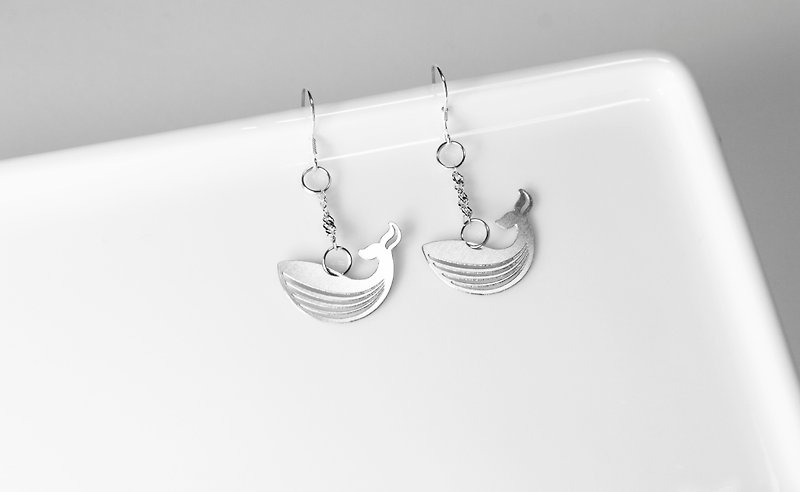 鲸鱼耳环【迷你款】_动物系列_造题 - 耳环/耳夹 - 其他材质 银色