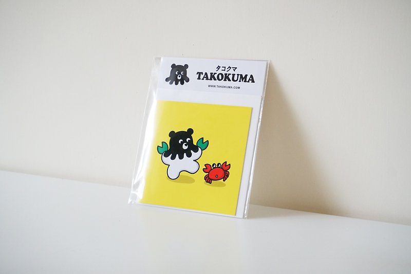 章鱼熊Takokuma方形小卡片-与螃蟹跳舞 - 卡片/明信片 - 纸 黄色