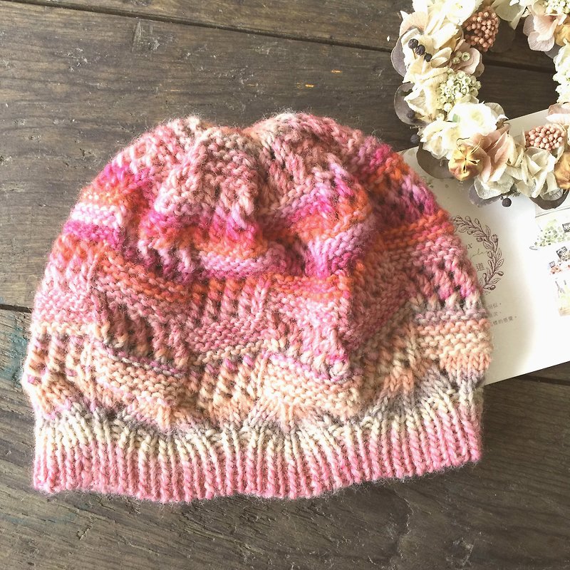 你要什么份量保暖渐层编织帽/毛线帽/毛帽       粉色系 - 帽子 - 其他材质 粉红色