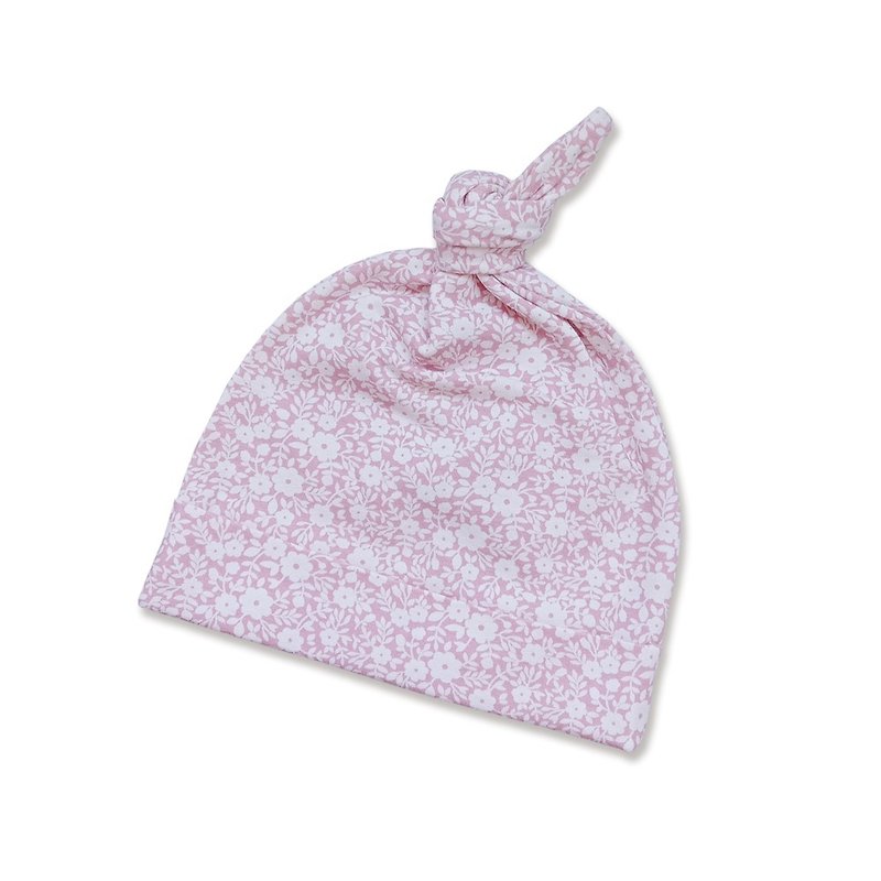 【Deux Filles有机棉】带结婴儿帽(粉花) - 婴儿帽/发带 - 棉．麻 粉红色