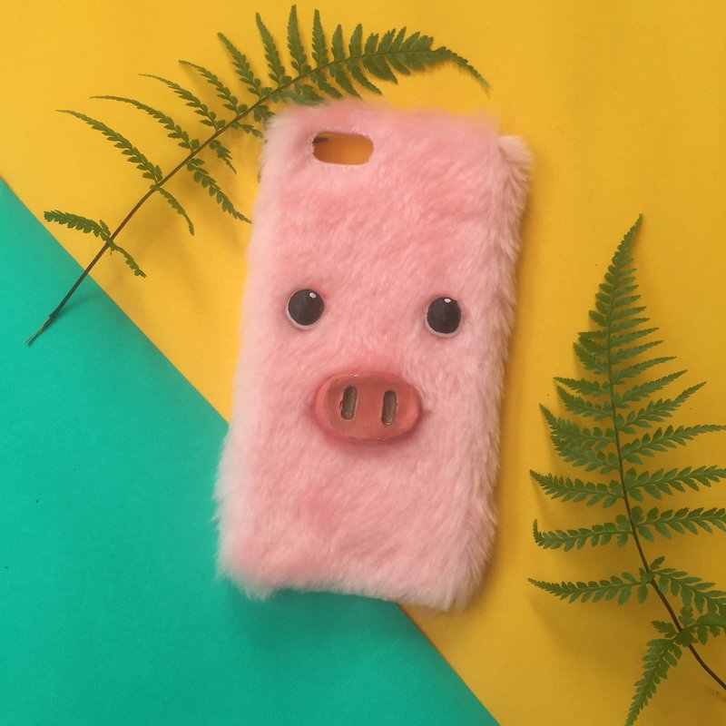 毛绒绒手机壳-粉色小猪 - 手机壳/手机套 - 纸 粉红色