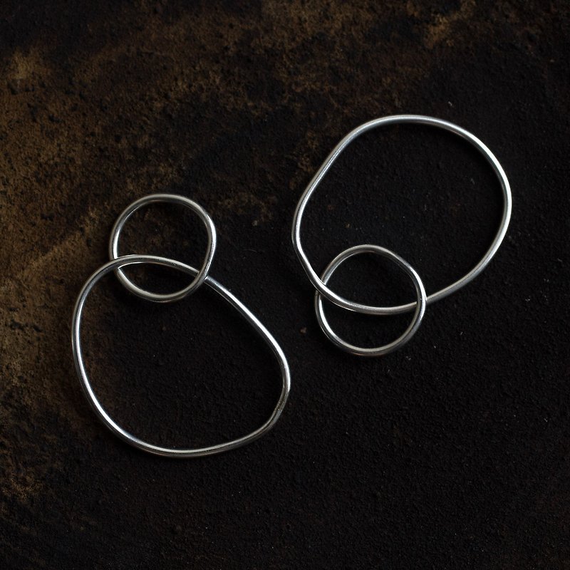 不规则银圈圈耳环 - 可做夹式耳环 - 耳环/耳夹 - 银 灰色