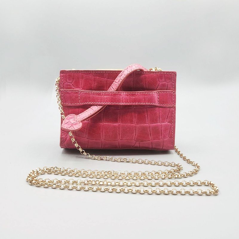 Belen Clutch and Cross-Body Leather Bag - 手拿包 - 真皮 粉红色