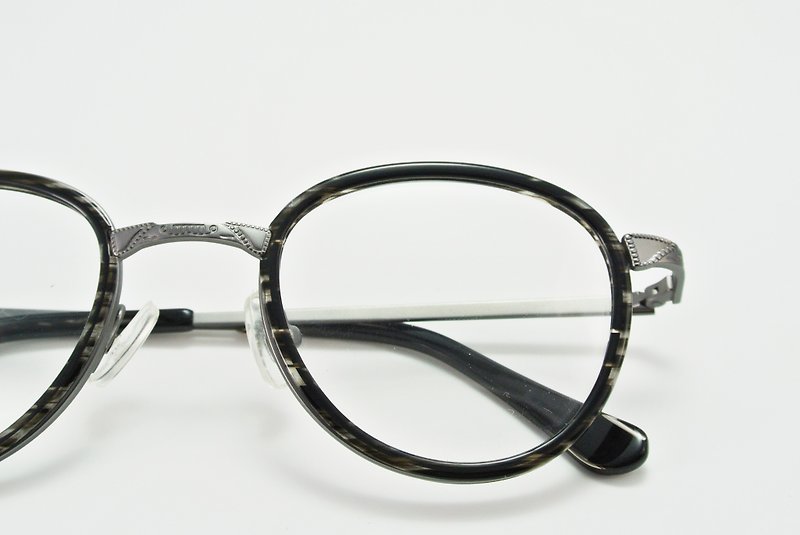 复古 琥珀圆框 意大利薄板材 眼镜框 - 眼镜/眼镜框 - 其他金属 黑色