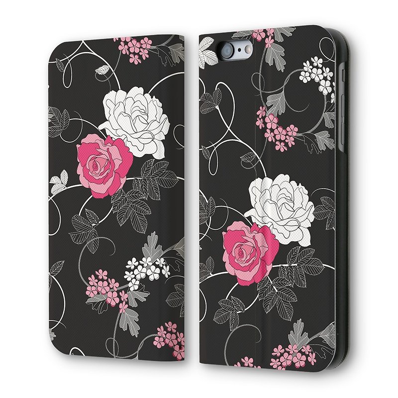母亲节折扣 iPhone 6/6S 花卉flower 可立式翻盖皮套 - 手机壳/手机套 - 人造皮革 黑色