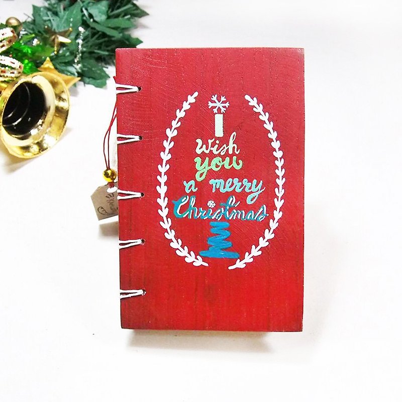 Christmas notebook handmadenotebook diary handmade wood  筆記本 - 笔记本/手帐 - 纸 红色
