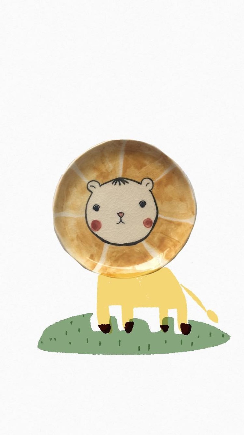lion little plate - 餐刀/叉/匙组合 - 防水材质 黄色