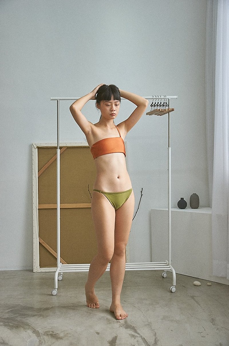 moun moun - 细腰头裤型 - 女装泳衣/比基尼 - 聚酯纤维 橘色