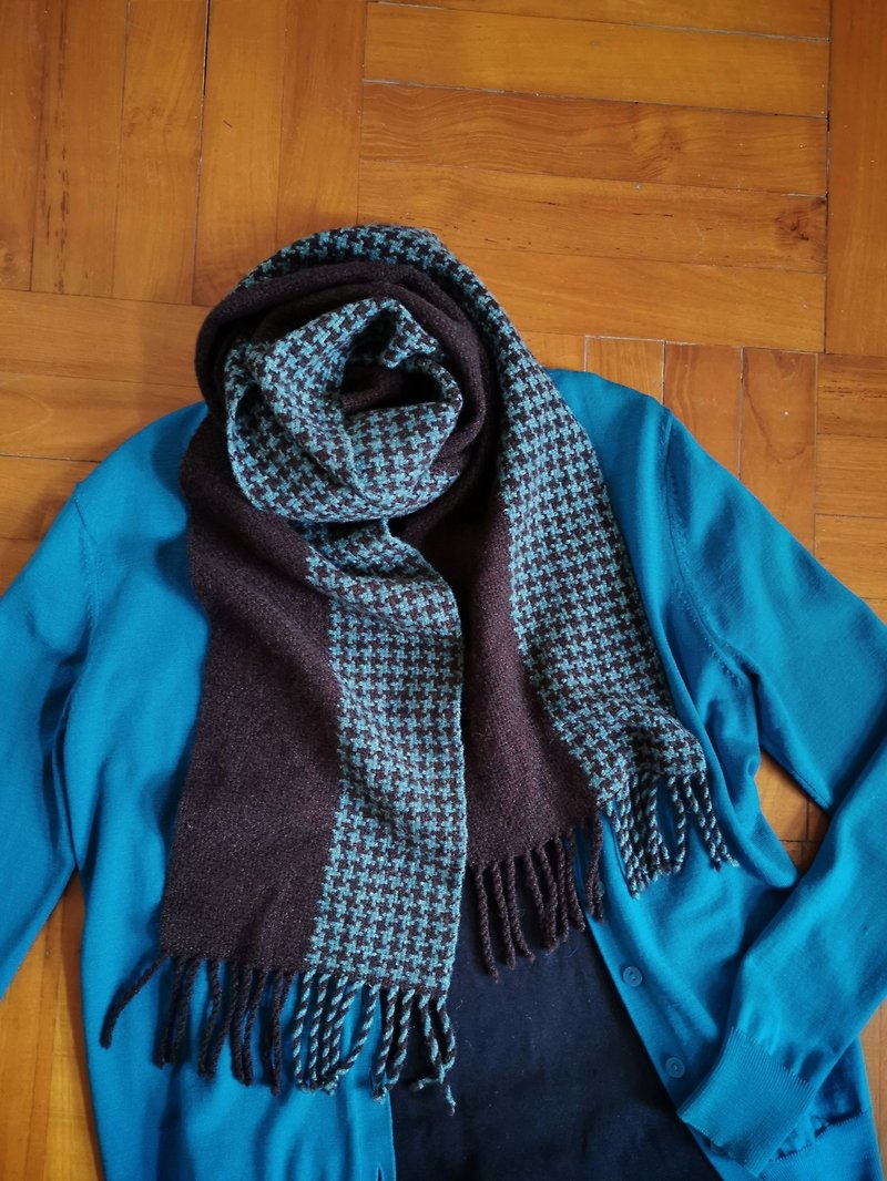 Handwoven by Carina | 手织50牦牛绒50美丽诺羊毛围巾 - 围巾/披肩 - 羊毛 咖啡色