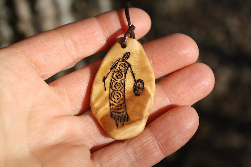 Pendant shaman Spiritual development Spiritual growth Talisman Amulet Pagan - 项链 - 木头 