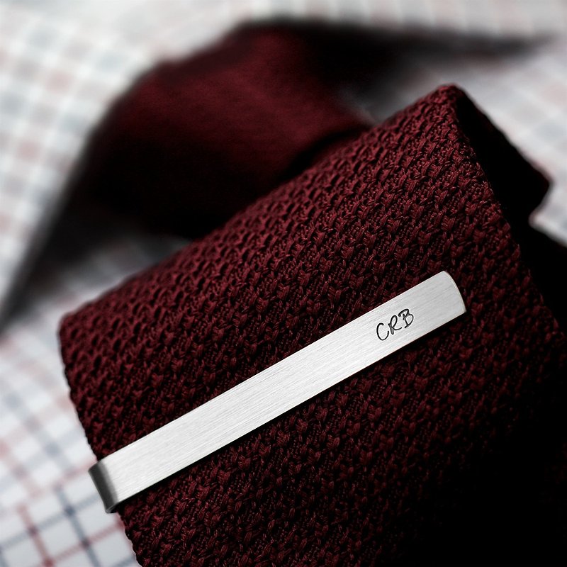 姓名领带夹, 个性化领带夹, 新郎领带夹, 银色领带夹 - 领带/领带夹 - 纯银 银色