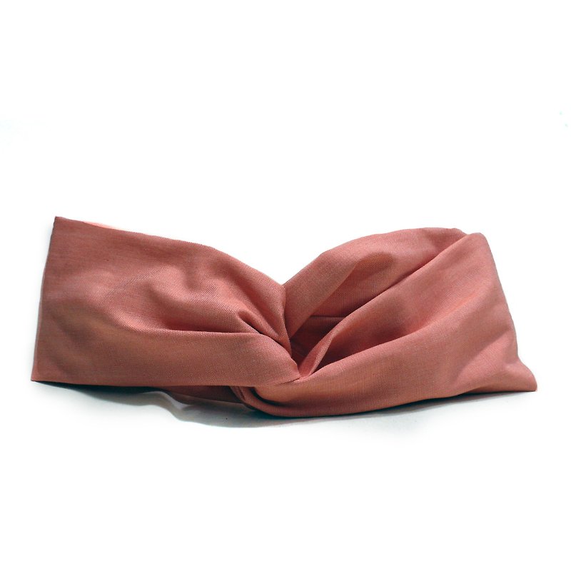 软软的早晨 素色款 交叉发带 - 发带/发箍 - 棉．麻 粉红色