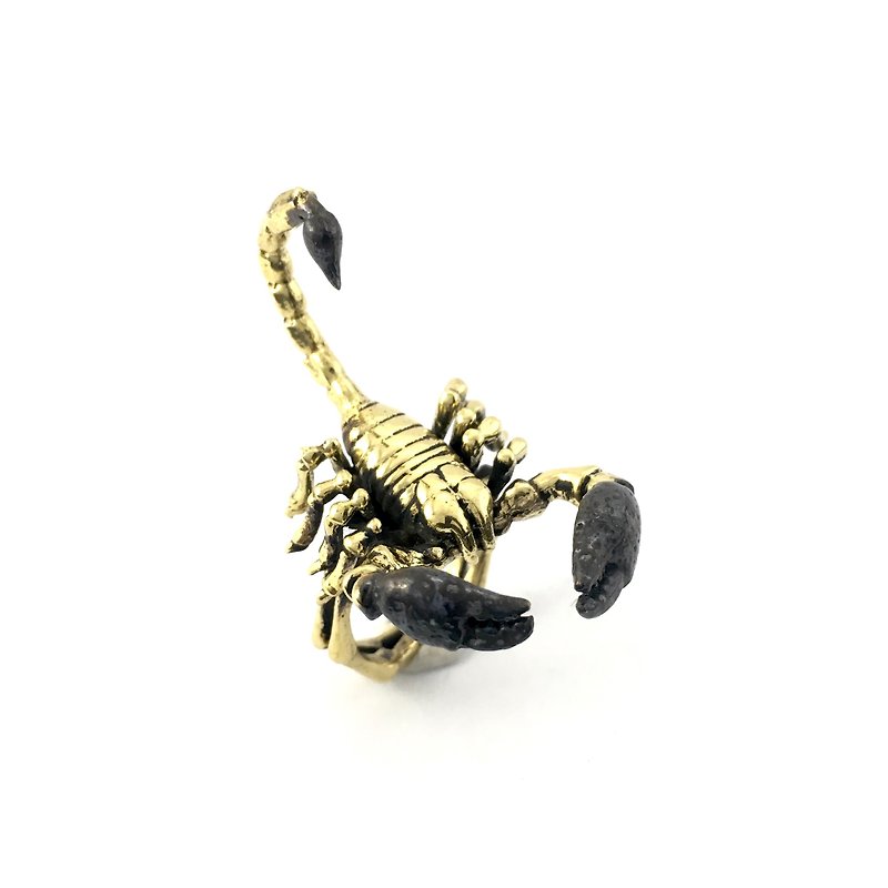 Zodiac Scorpio ring is for Scorpio in Brass and oxidized antique color ,Rocker jewelry ,Skull jewelry,Biker jewelry - 戒指 - 其他金属 