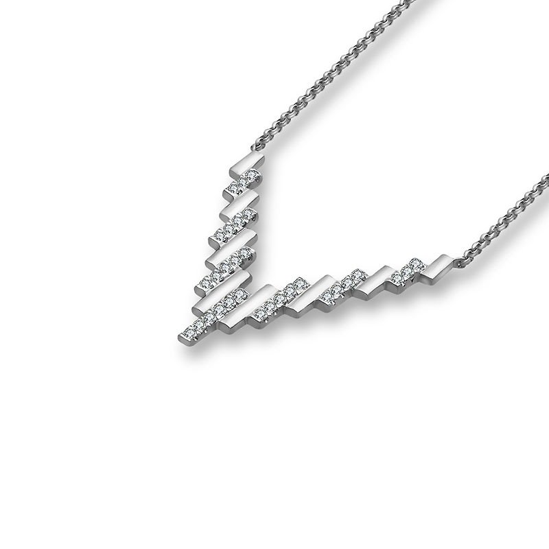 18k长方形组合钻石项链 - 项链 - 宝石 橘色