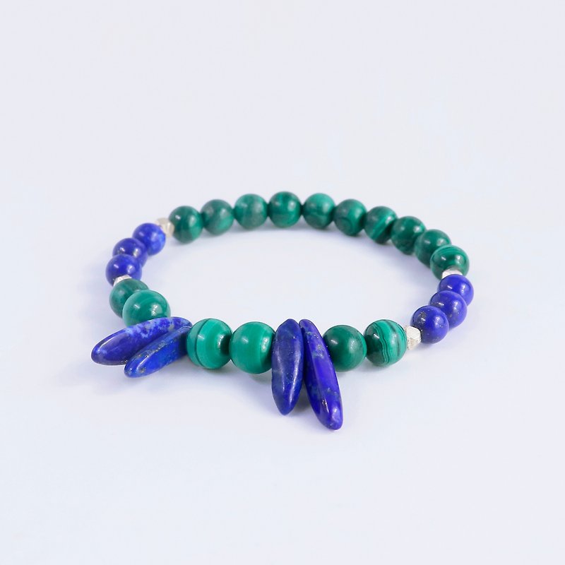 Lapis Lazuli and Malachite Bead Bracelet for zodiac Sagittarius - 手链/手环 - 石头 绿色