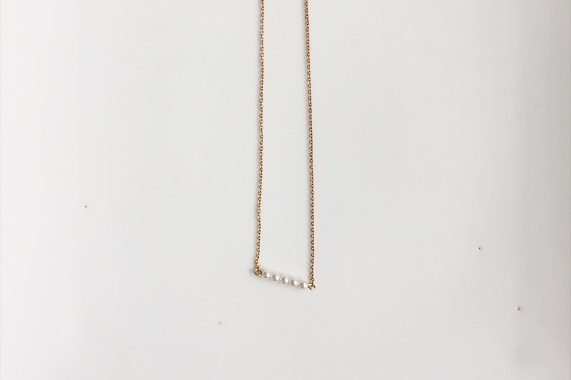 小小珍珠 黄铜短链 - 项链 - 其他金属 白色