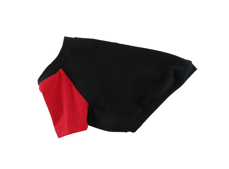 Black/Red Contrasting RaglanSleeves Cotton/Spandex Jersey Dog Tee,Dog Apparel
