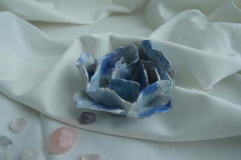 陶瓷花朵1号置物盘 放置水晶、饰品、小物等 - 摆饰 - 陶 蓝色