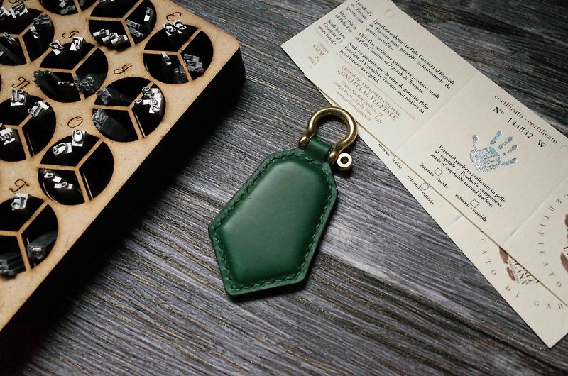 造型悠游卡 晶片吊饰－钥匙圈款－绿色 - 钥匙链/钥匙包 - 真皮 绿色
