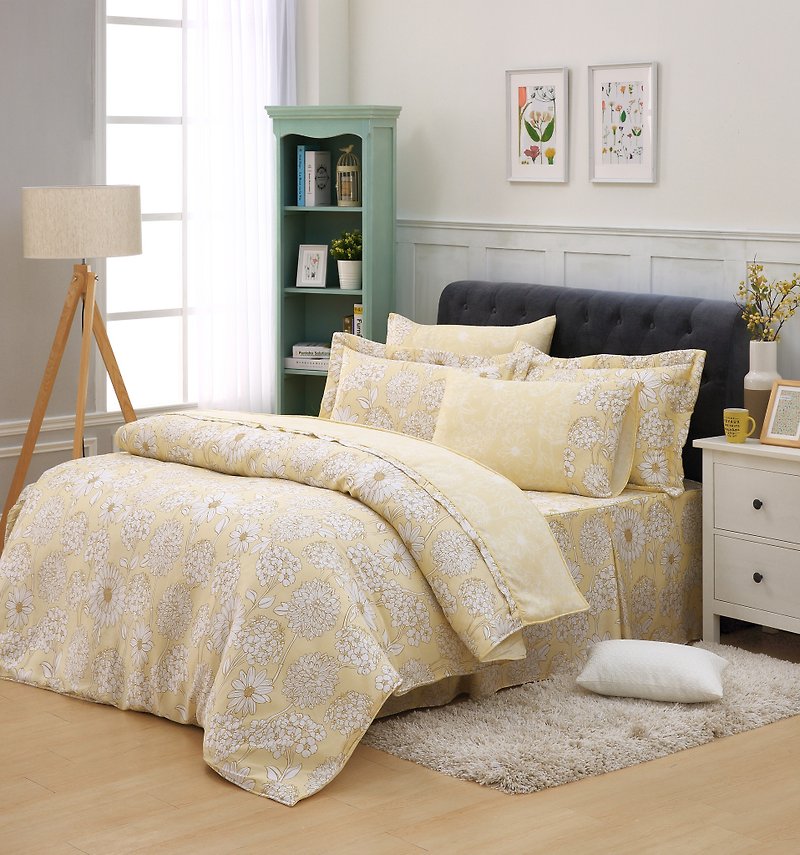 双人尺寸向日葵之梦-天丝两用被床罩六件组【100%莱赛尔】帝王折 - 寝具 - 丝．绢 黄色