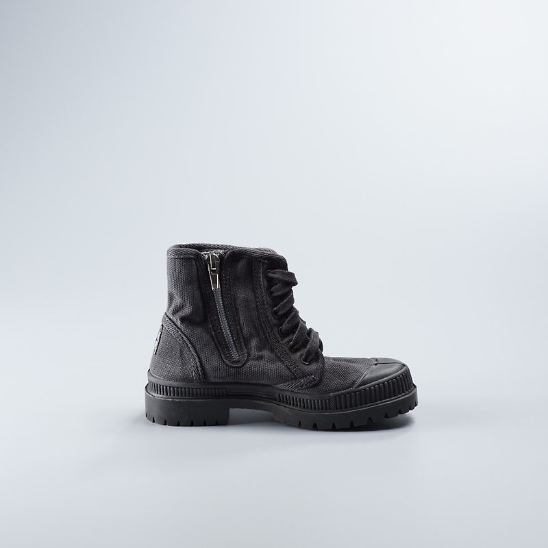西班牙帆布鞋 冬季刷毛 黑色 黑头 洗旧  880777 大人尺寸 - 女款休闲鞋 - 棉．麻 黑色