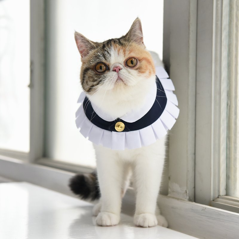 【Outlet绝版品】猫咪洋装领巾--伊丽莎白领-威尔斯深蓝 - 衣/帽 - 棉．麻 蓝色