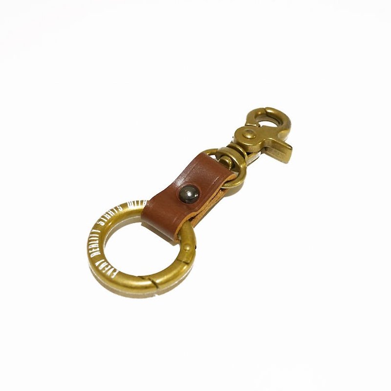 钥匙圈-咖啡色牛皮卯丁双扣 - 钥匙链/钥匙包 - 真皮 咖啡色