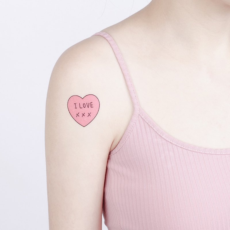 刺青纹身贴纸 - 粉红爱心 Surprise Tattoos - 纹身贴 - 纸 粉红色