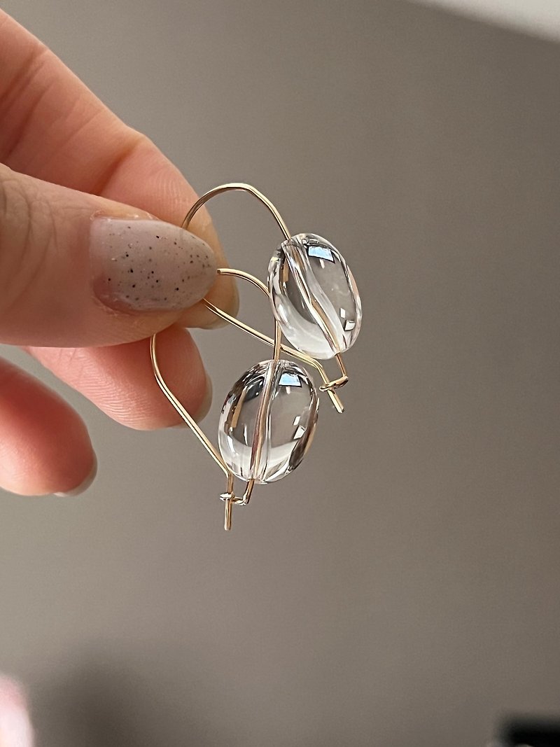 14kgf 水晶ハートフープピアス - 耳环/耳夹 - 半宝石 透明