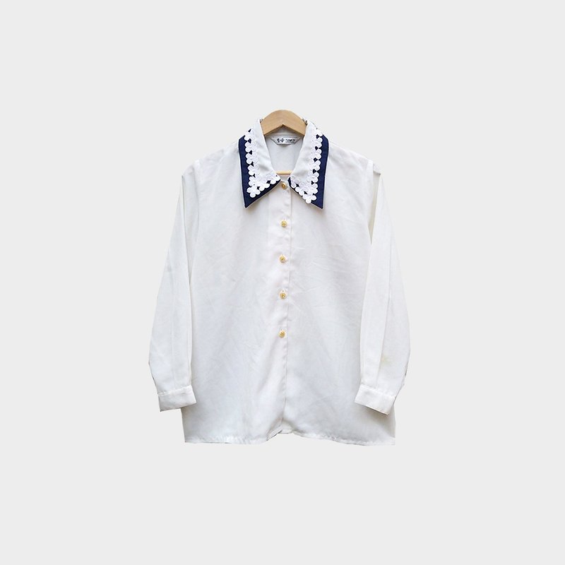 古着刺绣织花领白衬衫 018 - 女装衬衫 - 聚酯纤维 白色