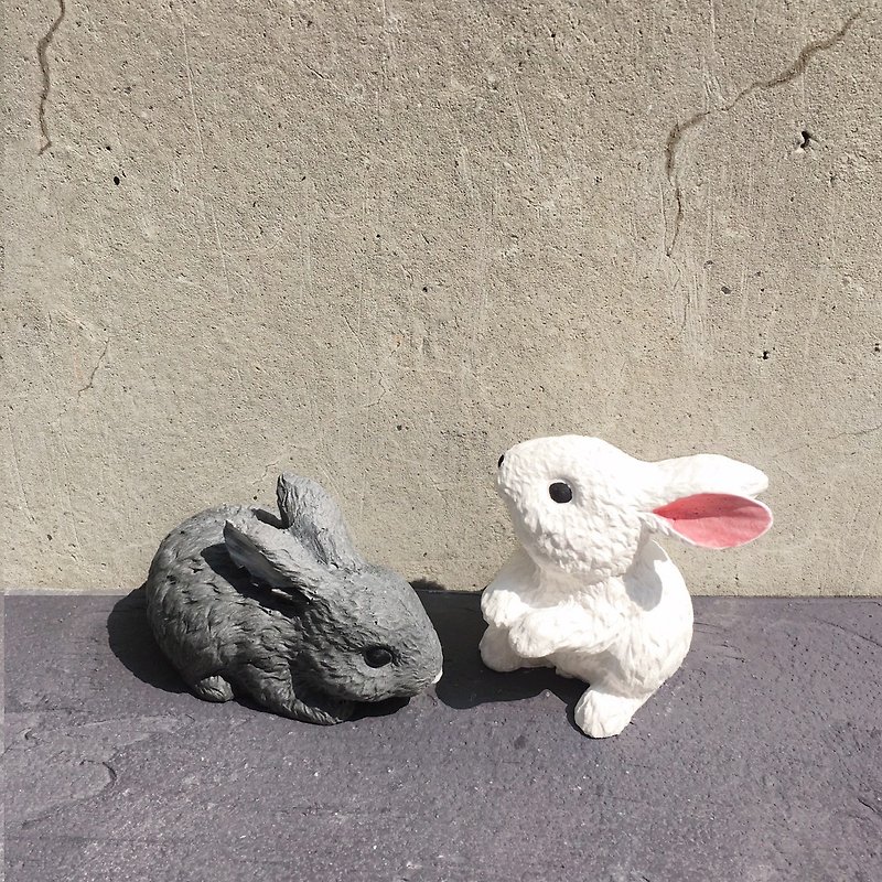 兔兔(白、灰)扩香石 - 香薰/精油/线香 - 其他材质 白色