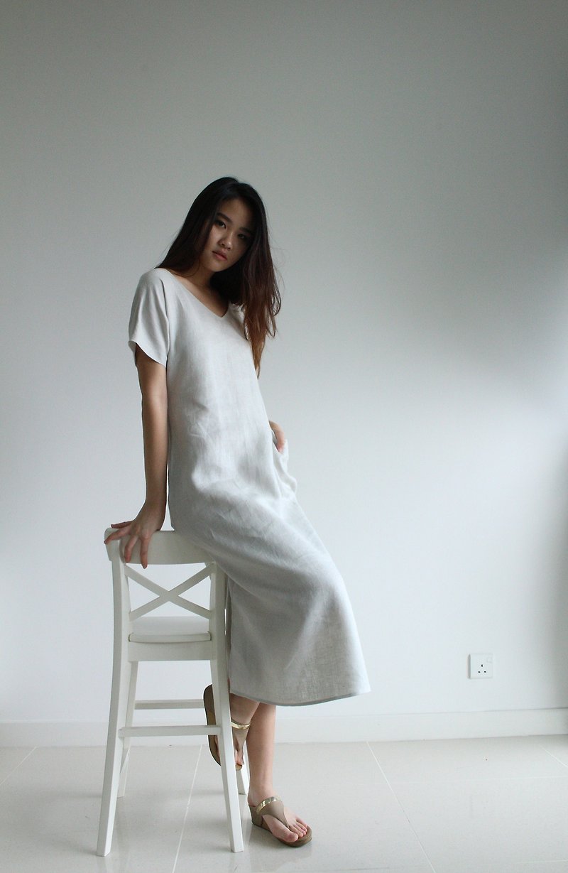 Made to order linen dress / linen clothing / long dress / casual dress E17D - 洋装/连衣裙 - 亚麻 