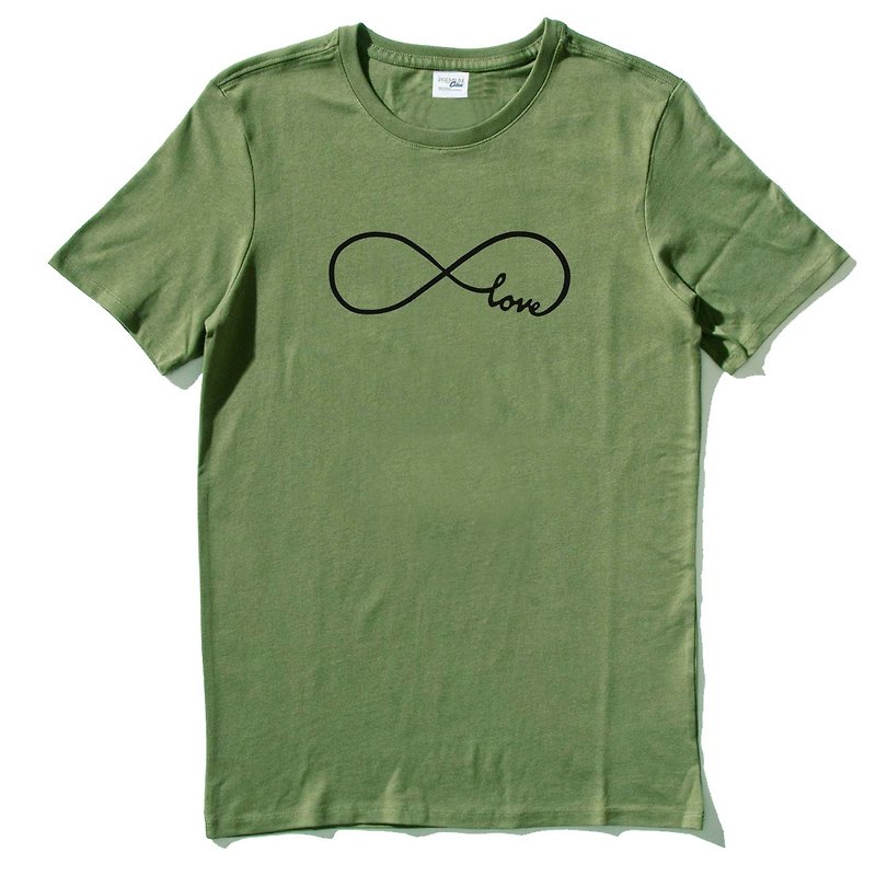 Forever Love infinity 短袖T恤 军绿色 真爱永存 永恒之爱 文青 艺术 设计 时髦 文字 - 男装上衣/T 恤 - 棉．麻 绿色