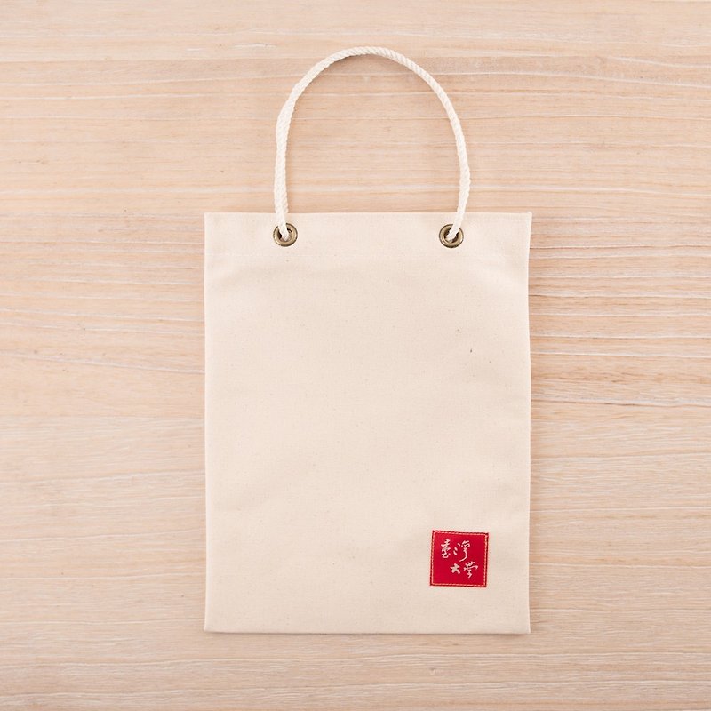 台湾大学iPad帆布书袋-白 - 手提包/手提袋 - 棉．麻 白色