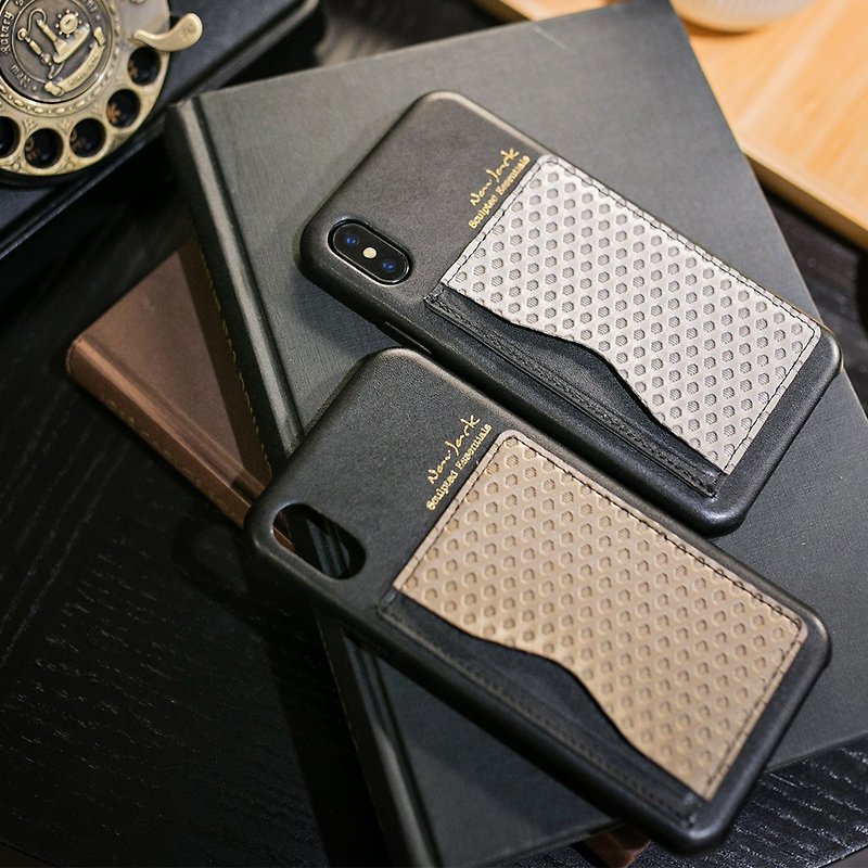 Vortex series│ iPhone X/Xs(5.8寸)双色卡夹可立式背盖 希曼棕 - 其他 - 人造皮革 咖啡色