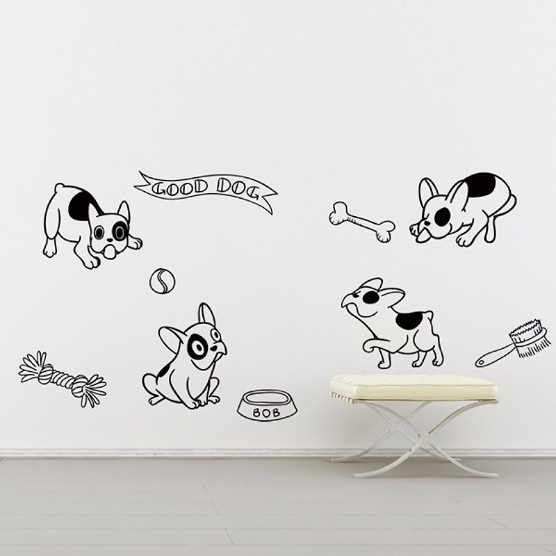 Smart Design 创意无痕壁贴◆快乐斗牛犬(8色可选) - 墙贴/壁贴 - 纸 黑色