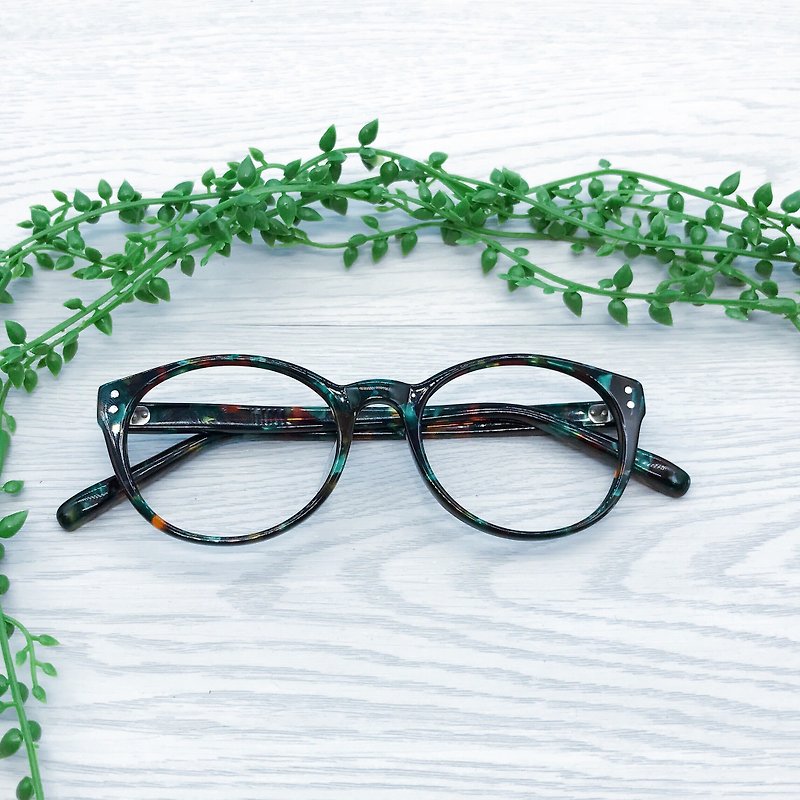 •绝版•圆框眼镜 梨型镜框 传统七枚蝶番铰链 - 眼镜/眼镜框 - 其他材质 绿色
