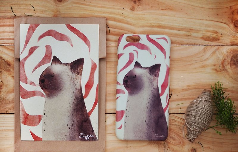 iphone case print high quality with cat rose - 手机壳/手机套 - 塑料 红色